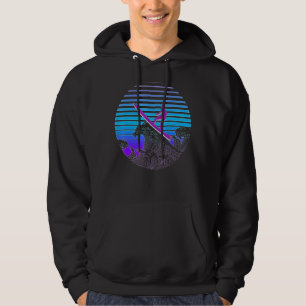 Surfing Retro Vaporwave Surfboarder Waves Ocean Su Hoodie