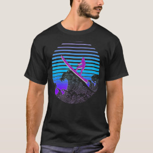 Surfing Retro Vaporwave Surfboarder Waves Ocean Su T-Shirt
