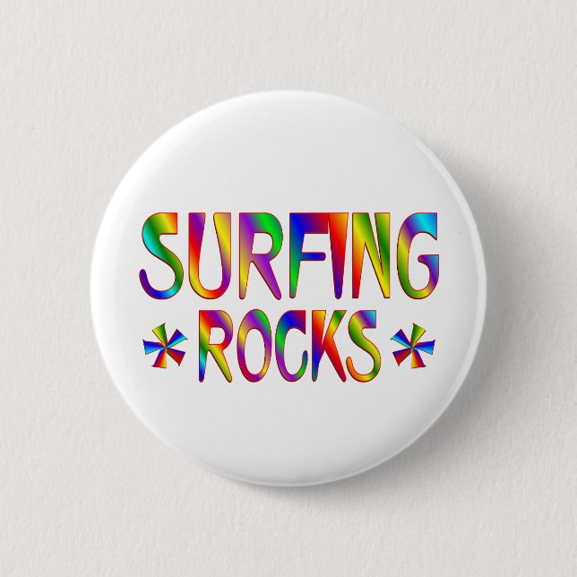 Surfing Rocks 6 Cm Round Badge (Front)