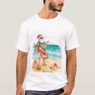 Surfing Santa at the beach Christmas Party T-Shirt