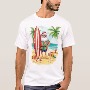 Surfing Santa at the beach Christmas Party T-Shirt