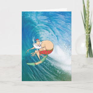 Surfing Santa Christmas Card