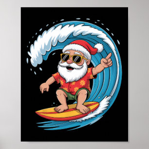 Surfing Santa Christmas In July Holiday Beach Vibe Poster
