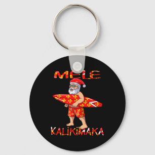 Surfing Santa Christmas Mele Kalikimaka Key Ring