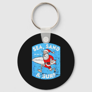 Surfing Santa - Christmas Surfboarding Santa Claus Key Ring