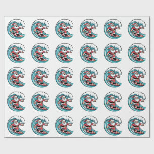 Surfing Santa Christmas Surfer Holiday Beach Wrapping Paper