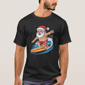 Surfing Santa Claus Christmas In July Beach Holida T-Shirt
