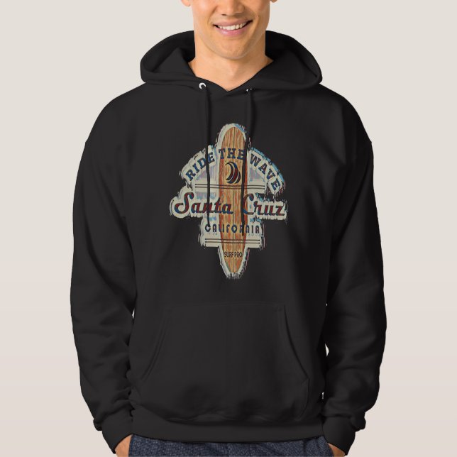 Surfing Santa Cruz Vintage Retro Distressed Hoodie (Front)