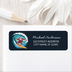Surfing Santa Funny Christmas Return Address    Label