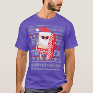 Surfing Santa Hawaiian Board Shorts Ugly Christmas T-Shirt