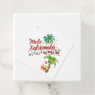Surfing Santa Hawaiian Gift Tag