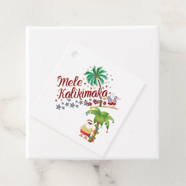 Surfing Santa Hawaiian Gift Tag (In Situ)