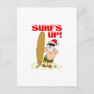 Surfing Santa Holiday Postcard