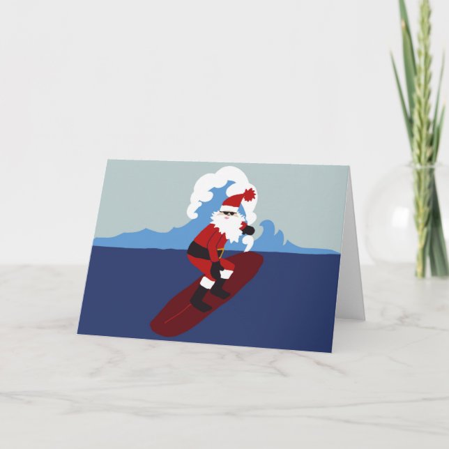 Surfing Santa-Horizontal Greeting Cards (Front)