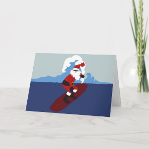 Surfing Santa-Horizontal Greeting Cards