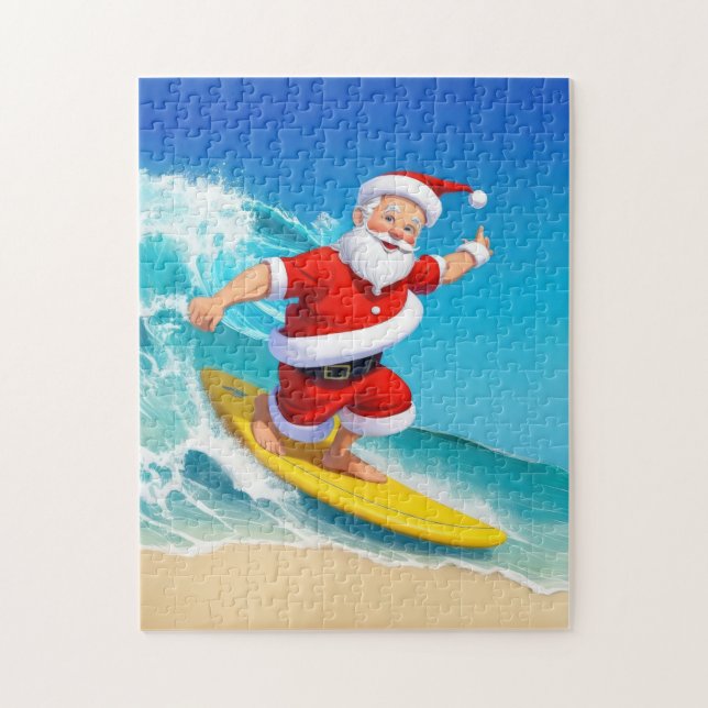 Surfing Santa Jigsaw Puzzle (Vertical)