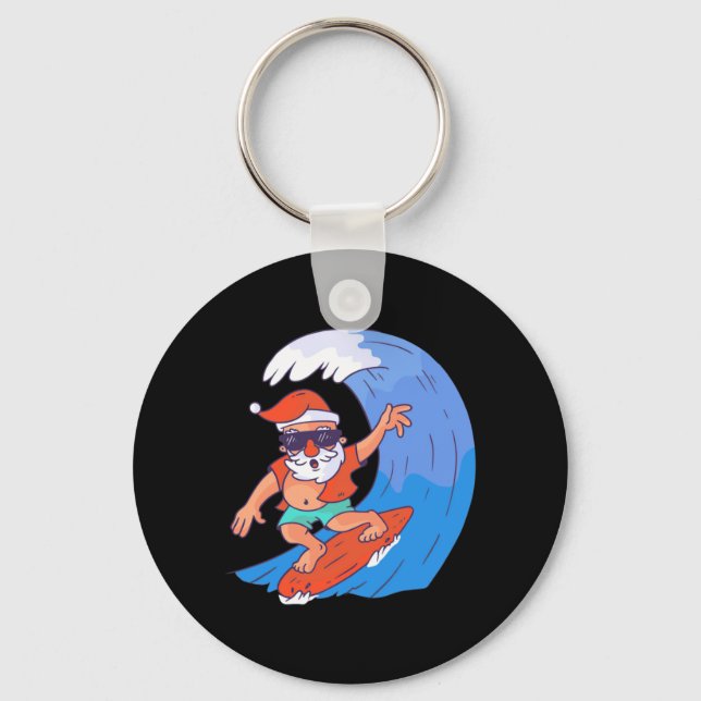 Surfing Santa Key Ring (Front)