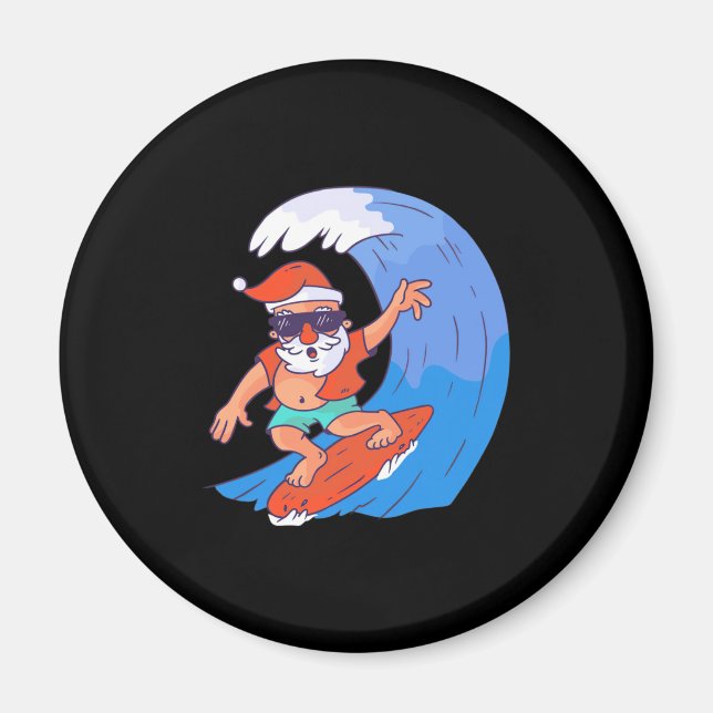 Surfing Santa Magnet (Front)