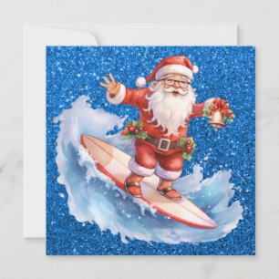 Surfing Santa Merry Christmas Card