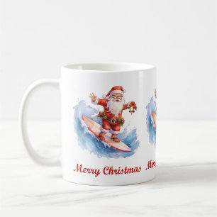 Surfing Santa Merry Christmas Mug