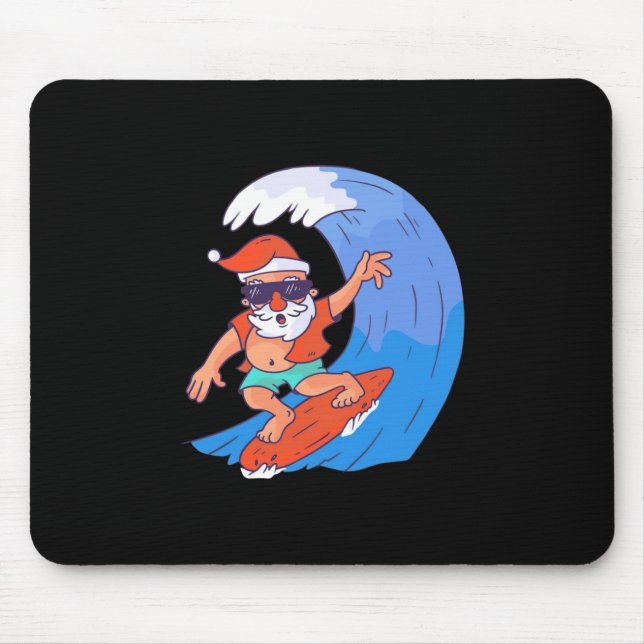 Surfing Santa Mouse Pad (Front)