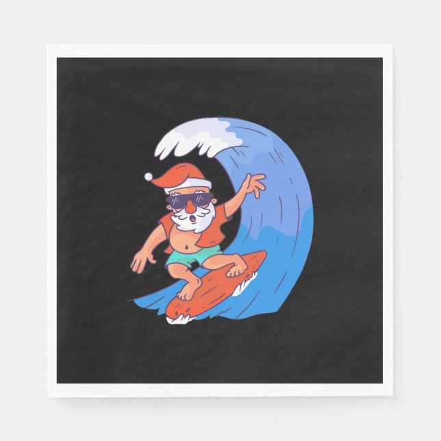 Surfing Santa Napkin (Front)