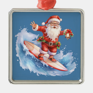 Surfing Santa Ornament