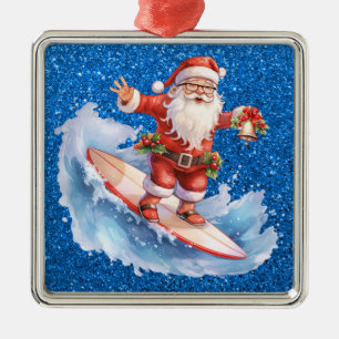 Surfing Santa Ornament