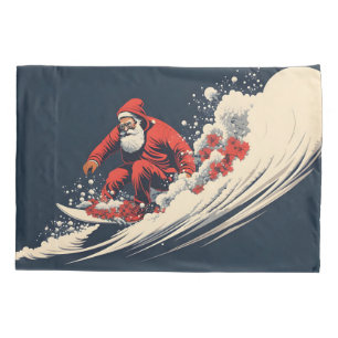 Surfing Santa Summer Christmas Pillowcase