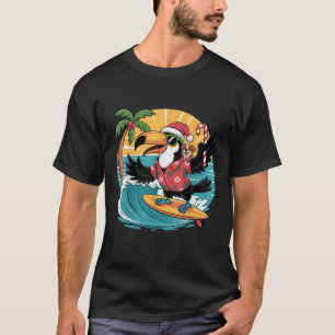 Surfing Santa Toucan and funny dog Tropical  T-Shirt