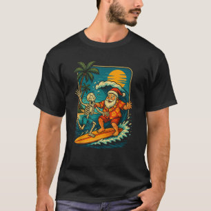 Surfing Santa Toucan and funny skeleton Tropical C T-Shirt