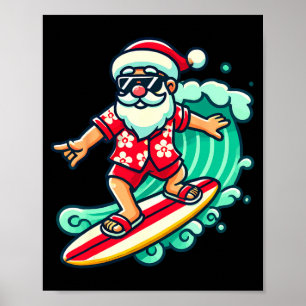 Surfing Santa Trocal Christmas Vacation Xmas In Poster