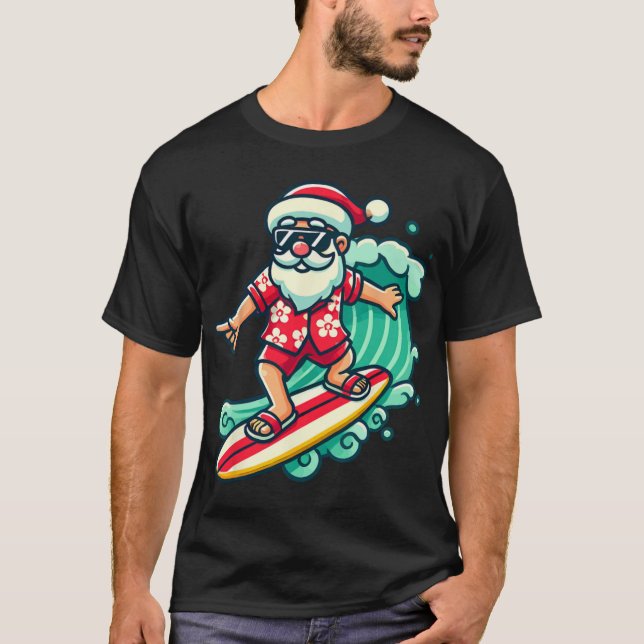 Surfing Santa Trocal Christmas Vacation Xmas In  T-Shirt (Front)