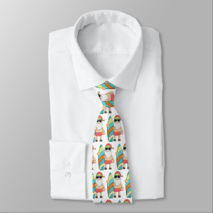 Surfing Santa Tropical Christmas Neck Tie