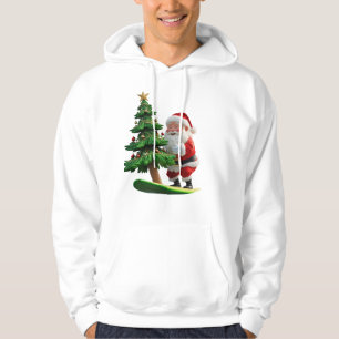 Surfing Santa with Christmas Tree Hoodie