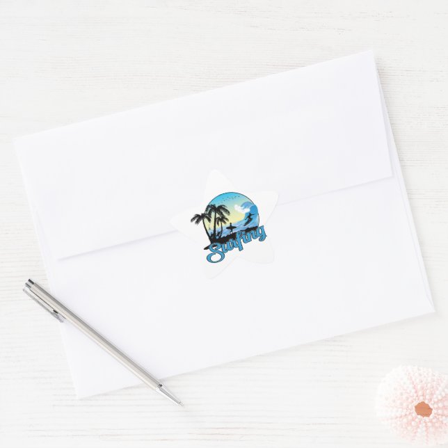 Surfing Sea Beach Star Sticker (Envelope)