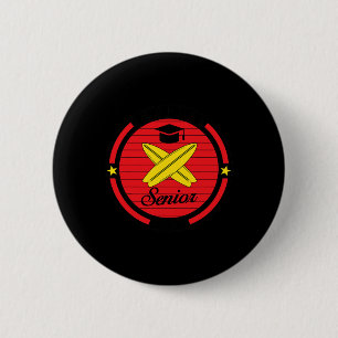 Surfing Shark Eating Pepperoni Pizza 6 Cm Round Badge
