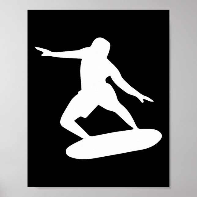 Surfing Silhouette Cool Surfer Wave Art  Poster (Front)