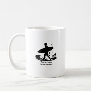 Surfing Silhouette Ride The Waves Adventure Design Coffee Mug
