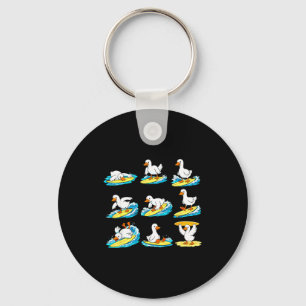 Surfing silly goose surfer beach hawaii wave key ring
