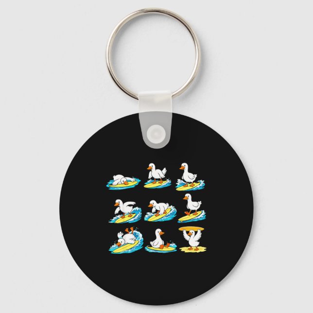 Surfing silly goose surfer beach hawaii wave key ring (Front)