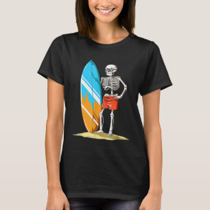 Surfing Skeleton Halloween Themed Surf Lovers Gift T-Shirt