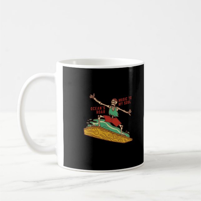 Surfing Skeleton on a  Coffee Mug (Left)