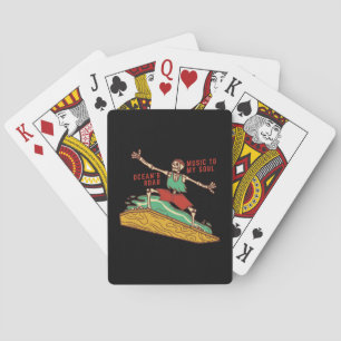 Surfing Skeleton on Playing Cards