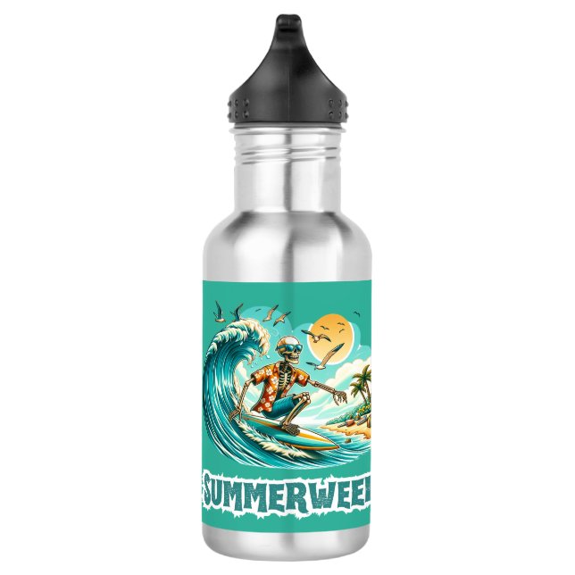 Surfing Skeleton Summerween Beach Vibes 532 Ml Water Bottle (Right)