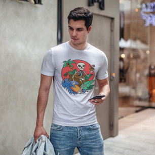 Surfing Skeleton   T-Shirt