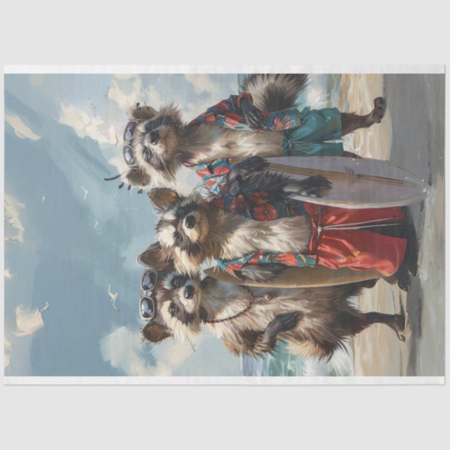 Surfing Skunks on the Beach Decoupage  Tissue Paper (Front)