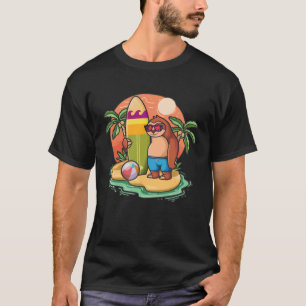 Surfing Sloth Beach Vacation Animal Graphic T-Shirt