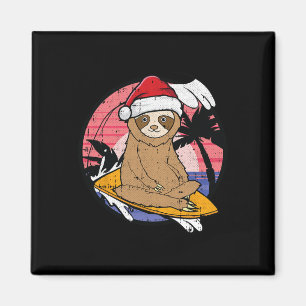 Surfing Sloth Christmas In July Beach Summer Vacat Magnet