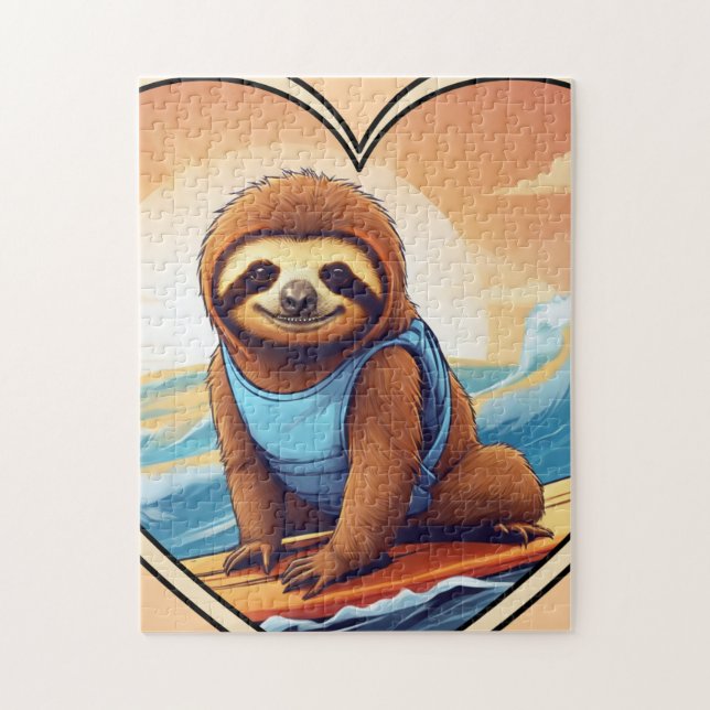 Surfing Sloth Jigsaw Puzzle (Vertical)